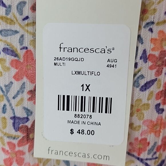 Blue Rain, Floral V Neck Elastic Waist Romper-Size 1X - Picture 3 of 7